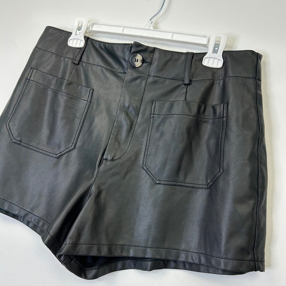 Anthropologie Maeve Colette Faux Leather High Rise Shorts Womens 33 Black - Picture 9 of 10